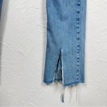 ZARA  Blue High Rise Straight Leg Jeans Womens 6 Slit at Ankle Button Fly Light Photo 1