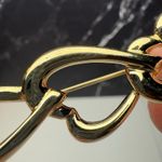 Monet Interlocking Hearts Shiny Gold Tone Brooch Pin Signed Vintage Photo 5