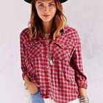 BDG red and gray flannel shirt with lace hem xs Photo 0