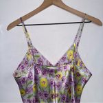 Floral Butter Yellow and Lavender Satin Nightgown Slip Dress Lingerie Chemise Purple Size undefined Photo 7
