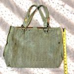Anthropologie Beach Front Tote Bag Perforated Cut Out Faux Leather Green Photo 6