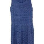 Greylin Anthro Blue Crochet Sleeveless Dress Size Medium Scoop Neck Back Buttons Photo 0