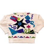 Vintage Gitano Abstract Pop Art Sweater Size L – 80s Bold Color Graphics Purple Size L Photo 2