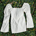 Pretty Little Thing PLT White Bell Sleeve Corset Detail Long Sleeve Bodycon Dress Size 6 NWT Photo 0