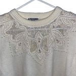 Alfred Dunner vintage cream pearl and lace sweater by Photo 2