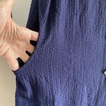 Soft Surroundings  Navy Sleeveless tunic‎ top blouse Metal Button Size Large Photo 2