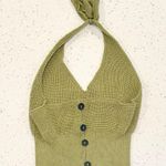 SheIn  MOOSTA Olive Knit Halter Tank Top with Button Detail - Size: Medium Photo 8