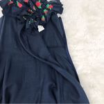 FANM MON Alanya 100% Linen Embroidered Dress Off The Shoulder Navy Small New Blue Photo 6