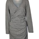 Leith Black & White Stripe Ruched Wrap Long Sleeve Bodycon Dress M Photo 0