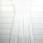 Blu Pepper  White Tiered Skirt Smocked Bodice Flutter Sleeve Midi Dress Size S Photo 1
