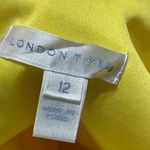 London Times Women's Sheath Dress One Shoulder Bow Bright Yellow Size 12 Photo 3