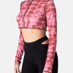 Adika Red Tie Dye Long Sleeve Crop Top Photo 1