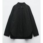 ZARA  Oversized Rhinestone Embellished Collared Over Shirt Long Sleeve Bling XS Photo 2