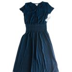 Liz Claiborne NWT! Short Sleeve Midi A-Line Dress Signature Navy Size Small Photo 5