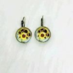 Vintage Feel Sunflower Print Earrings Yellow Photo 0
