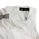 ZARA  white cut out dress with rhinestone bow NWOT Photo 6