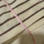 Daniel Cremieux Cremieux Cream Brown Stripe Turtleneck Knit Sweater Medium Photo 3