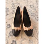 Tory Burch  Cap Toe Bow Ballet Pumps Camel Tan Black Size 7 Photo 3