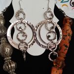 Unique Boho Tribal Silver Bead Necklace Large Silver Earrings Set Photo 4