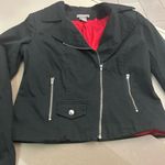 Kenar  Black Leather Jacket with Red Lining size 12 Photo 4