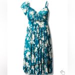 Torrid Teal Tropical Floral Mesh Ruffle Boho Midi Dress Photo 10