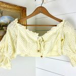 Majorelle Thalia Top in Lemon Cream Size Large Puff Sleeve Eyelet Smocked Photo 4