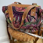 Nena & Co OOAC Weekender Bag Leather /Textile Purse Slouch Tote Travel Guatemala Brown Photo 6