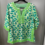 Gretchen Scott  Tunic Top Tropical Resort Wear Leaf Pattern Blouse Sz Small Photo 2