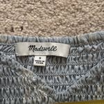 Madewell Blue and White Floral Silk Lucie Smocked Mini Dress Photo 8