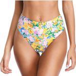 Relleciga Yellow Bikini Multicolored Floral High Waisted Bottoms Small Photo 4