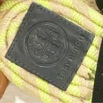Tory Burch  Two-band Flat Espadrille Green Neon Brown Leather Sandals Size 7 Photo 4