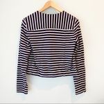 Loft Ann Taylor Navy Blue Striped Cotton Hidden Zipper Cardigan Jacket 4 Photo 4