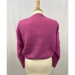 Elodie  Women's Size Medium Cropped Crewneck Pullover Sweater Bright‎ Orchid NWT Photo 2
