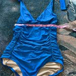 J.Crew  Ruched One-Piece Swimsuit Women’s 12 Blue V-Neck Tactel Nylon Summer Photo 12