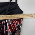 EXPRESS Y2K Womens Mini Dress M 7/8 Red Black Sequins Body Con Party Cocktail Photo 3