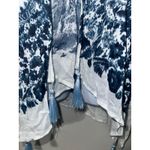 Vince Camuto Blue White Tie Dye Tassel Kimono Cover Up Beach Pool Resort Photo 1