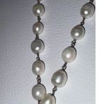 Fresh Water Pearl & Aqua Tear Drop Crystal Statement Necklace Glamorous Jewelry Silver Photo 9