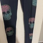 Vocal Black Leggings Women's S Rhinestone Sugar Skulls Biker Grunge Day of Dead Photo 2