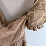 ASOS Luxe one shoulder cotton dress with corset detail and ruffles in stone Sz 6 Photo 3