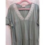 Hailey & Co Sage Green Tiered Ruffle Sleeve Embroidered V Neck Dress Size L Size L Photo 1