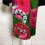 Cavalli Class Green And Pink Snake Jewel Floral Print Mid Sleeve Dress Size 12 Photo 3