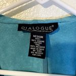 Dialogue VTG  Teal Genuine Suede Leather Draped Chiffon Ruffled Jacket Size M Y2K Photo 6