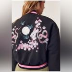 Nasty Gal  Cherry Blossom Embroidered Black Bomber Jacket Photo 2