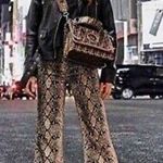 ZARA  Snake Print Mid Rise Flare Leg Photo 0