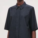 COS  Hidden Button Short Sleeve Button Down Top Size 10 Photo 0