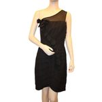 Max and Cleo ✨ One Shoulder Rosette Ruffle Cocktail Sz 10 Black Dress✨ Photo 5