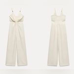 ZARA  Jumpsuit wide leg with cut out details size med in a ivory cream color Photo 2