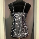 Womens tiered black and white tankini swim top size large Photo 2