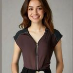 Rock & Republic Burgundy Zip Blouse M Photo 9