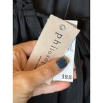 Philosophy  Shirt Women XS Black Satin Balloon Sleeve Ruffle‎ Tie Neck Blouse NWT Photo 7